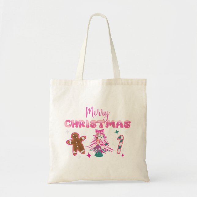Cute Merry Christmas Gingerbread and Candy Design Tragetasche (Vorne)