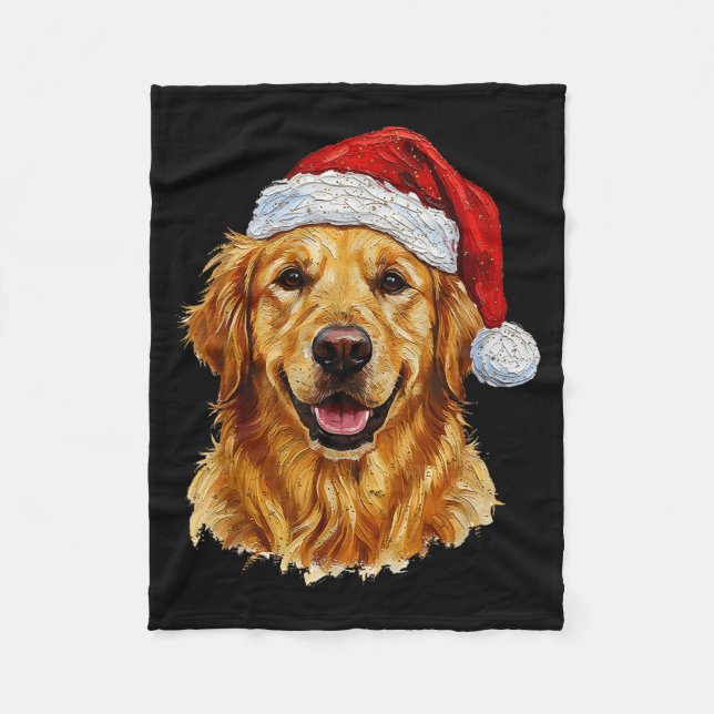 Cute Merry Christmas Golden Retriever Dog Christma Fleecedecke (Vorderseite)