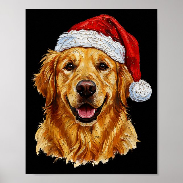 Cute Merry Christmas Golden Retriever Dog Christma Poster (Vorne)