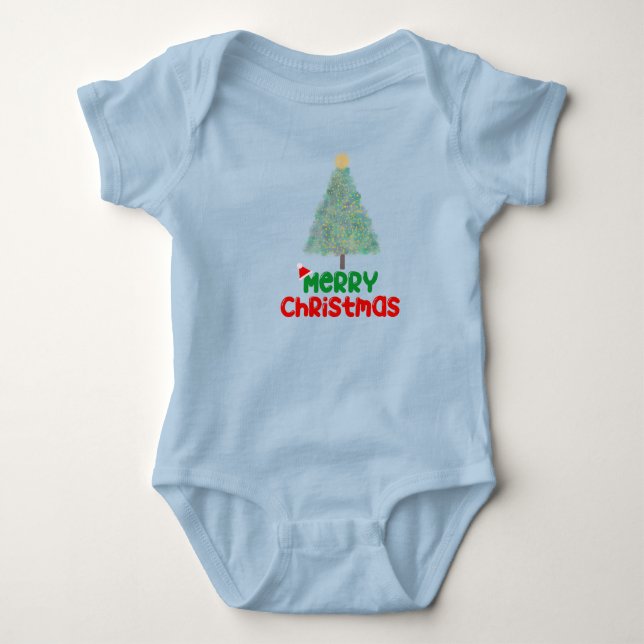 Cute Merry Christmas Tree Baby Bodysuit Strampler (Vorderseite)