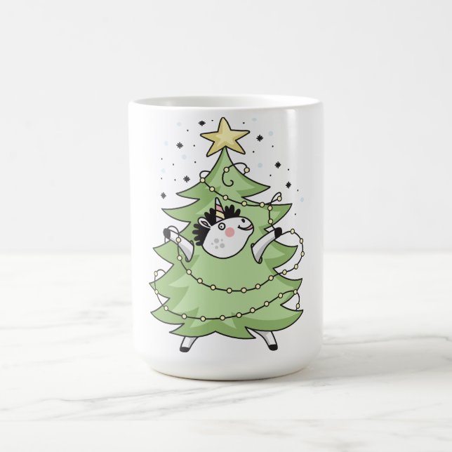 Cute Merry Christmas unicorn Kaffeetasse (Mittel)