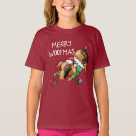 Cute Merry Woofmas Christmas Dog Kids T-Shirt