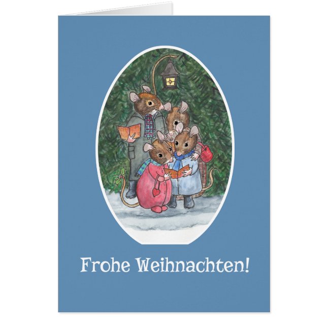 Cute Mice Carol Singers German Greeting (Vorne)