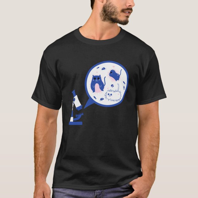 Cute Microbiology Cat Bacteria Science Lab T-Shirt (Vorderseite)