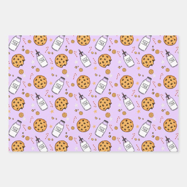 Cute Milk and Cookies Christmas Wrapping Paper  Geschenkpapier Set (Vorderseite)