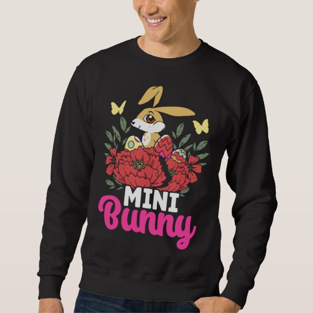Cute Mini Bunny Easter Bunny Eggs Happy Easter Sweatshirt (Vorderseite)