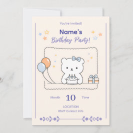 Cute Minimal Animal Birthday Party Invitation Einladung