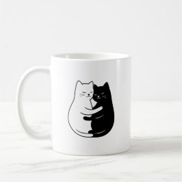Cute Minimalist Black & White Cat Love Design Kaffeetasse