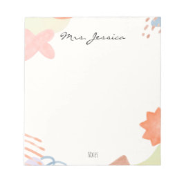 Cute Minimalist Boho Teacher Notepad Notizblock