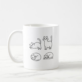 Cute Minimalist Cat Line Art Coffee Cup Kaffeetasse
