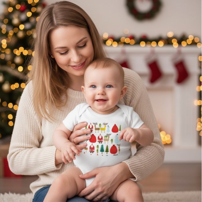 Cute Minimalist Christmas Santa Reindeer Bodysuit Baby Strampler (Von Creator hochgeladen)