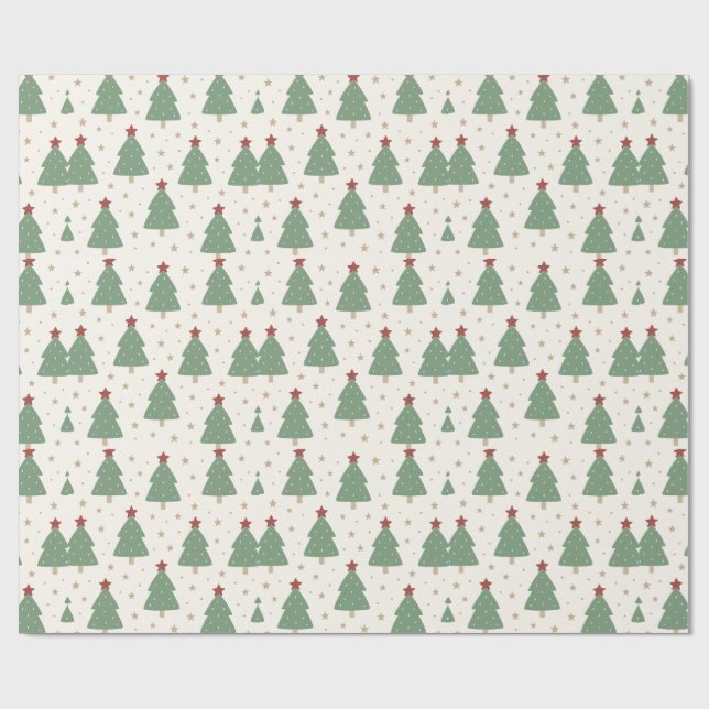 Cute Minimalist Christmas Tree Pattern – Festive Geschenkpapier (Flach)