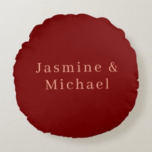 Cute Minimalist Deep Rot & Pfirsich Eigener Name Rundes Kissen