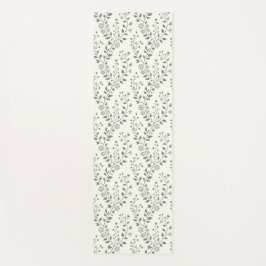 Cute Minimalist Sage Cream Floral Pattern Yogamatte