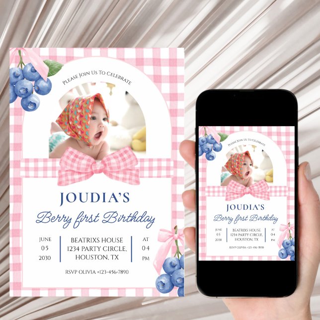 cute minimalist Watercolor  Berry First birthday Einladung (Von Creator hochgeladen)