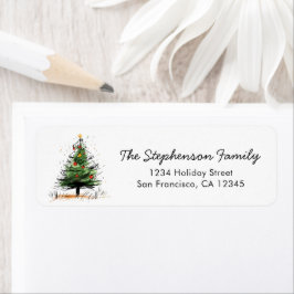 Cute Modern Christmas Tree Festive Return Address
