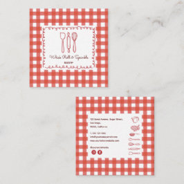 Cute Modern Farmhouse Gingham Bakery Quadratische Visitenkarte