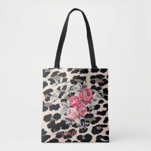 Cute Modern Flowers on Leopard Print-Personalized
