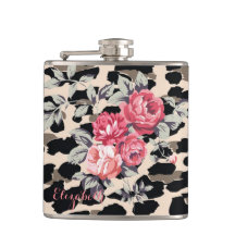 Cute Modern Flowers on Leopard Print-Personalized