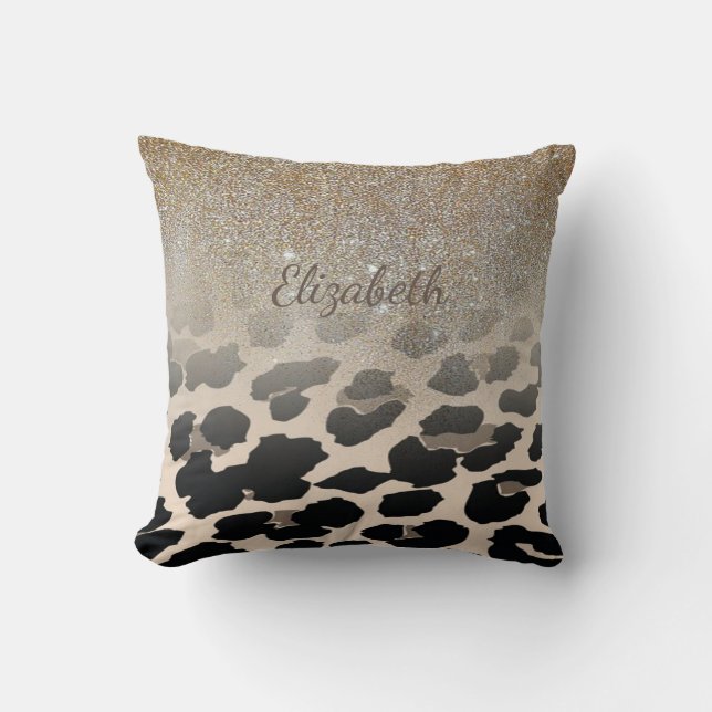 Cute Modern Flowers on Leopard Print-Personalized Kissen (Vorderseite)