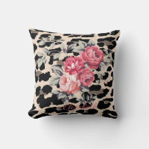 Cute Modern Flowers on Leopard Print-Personalized
