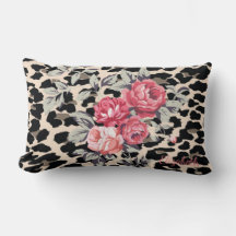 Cute Modern Flowers on Leopard Print-Personalized