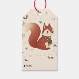 Cute Modern Forest Squirrel Christmas Gift Tags Geschenkanhänger