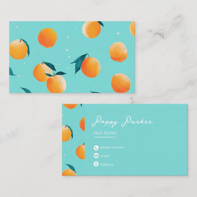 Cute Modern Peach Business Card | Custom Visitenkarte (Vorne/Hinten)
