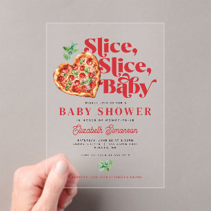 Cute moderne rote weiße Slice Slice Baby Shower-Ei Acryleinladungen