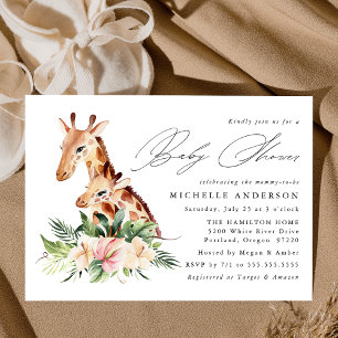 Cute Mom and Baby Giraffe Baby Shower Einladung
