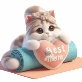 Cute Mom Cat Heart Throw Pillow Rundes Kissen