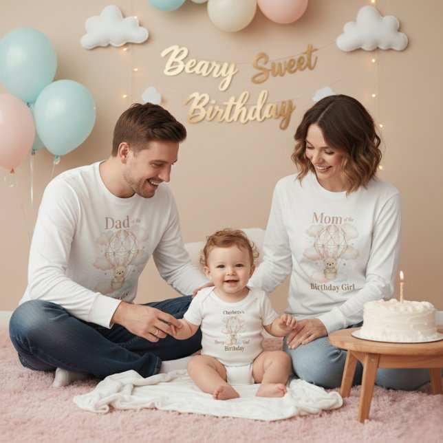 Cute Mom of the Bearly Birthday Girl T-Shirt Tri-Blend Shirt (Von Creator hochgeladen)