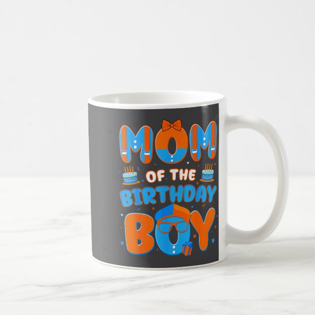 Cute Mom Of The Birthday Boy Matching Blue Orange  Kaffeetasse (Rechts)