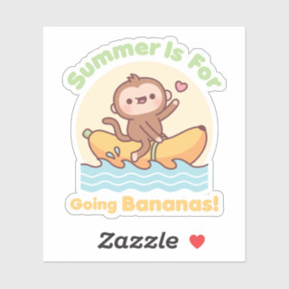 Cute Monkey auf Bananenboot Sommer ist für das Ver Aufkleber