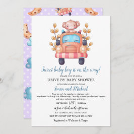 Cute Monkey Boy Baby Shower Drive Through   Einladung