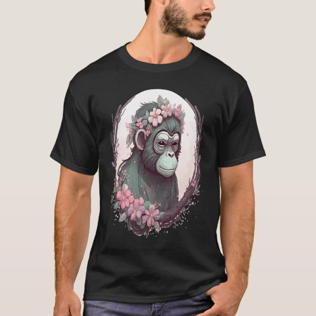 Cute Monkey Flower Crown Monkeys T-Shirt (Vorderseite)