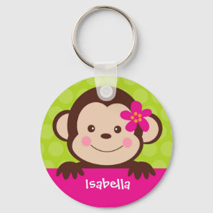 Cute Monkey Personalized name Key chain Bag tag Schlüsselanhänger