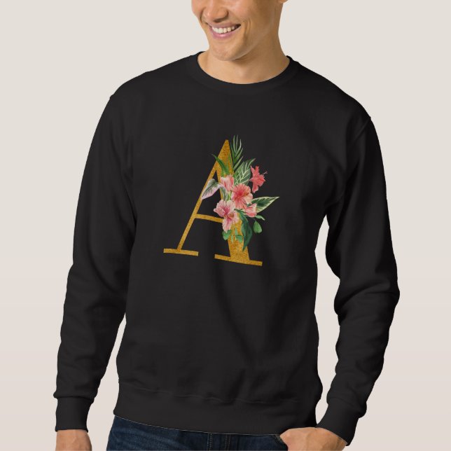 Cute Monogram Initial Coloured Letters Flowers Cap Sweatshirt (Vorderseite)