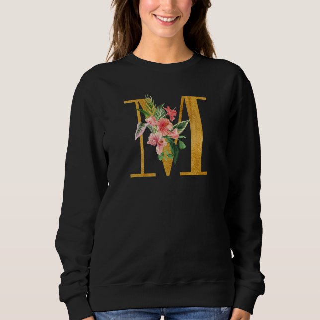 Cute Monogram Initial Letters Coloured Flowers Cap Sweatshirt (Vorderseite)