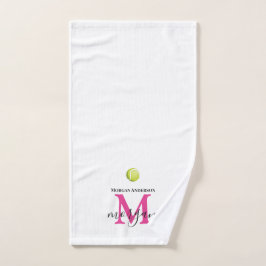 Cute Monogram Tennis Towel Player Girl Initials Handtuch
