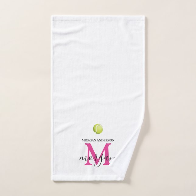 Cute Monogram Tennis Towel Player Girl Initials Handtuch (Handtuch)