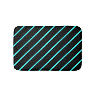 Cute Monogramm aqua schwarze Streifen All-Over-Pri Badematte