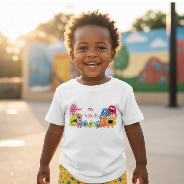 Cute Monster Group 'Me and My Friends' Baby T-shirt (Von Creator hochgeladen)
