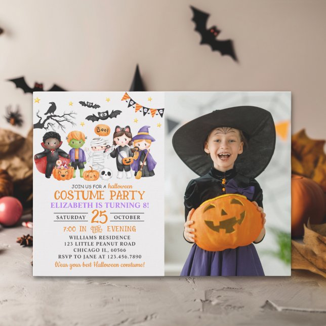 Cute Monster Halloween Costume Party With Photo Einladung (Von Creator hochgeladen)