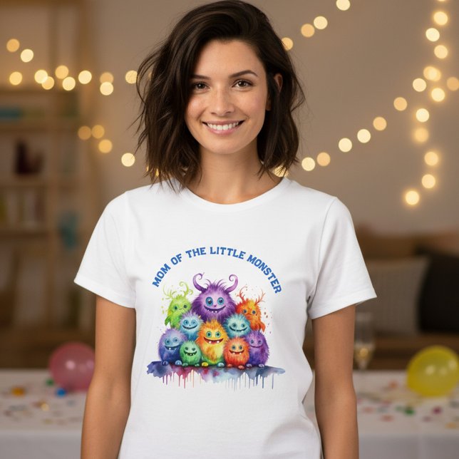 Cute Monsters Kids Birthday Party Mom T-Shirt (Von Creator hochgeladen)