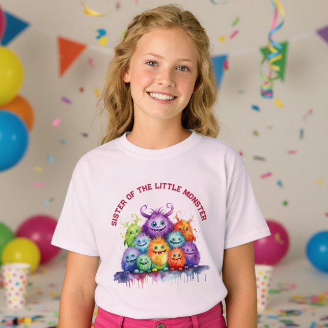 Cute Monsters Kids Birthday Party Sister T-Shirt (Von Creator hochgeladen)