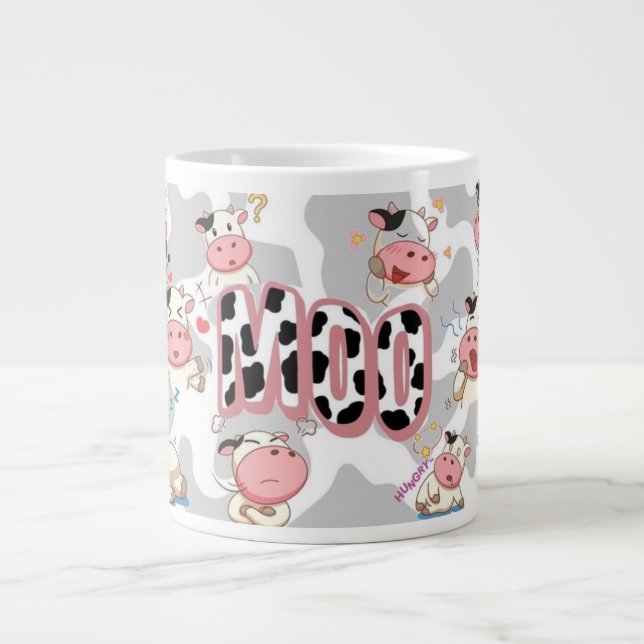 Cute “Moo Cow” Cartoon Design Jumbo-Tasse (Vorderseite)