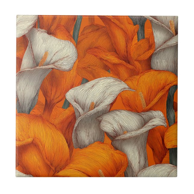 Cute Mosaic Calle Lilies  Tiles  For Indoor Floor Fliese (Vorderseite)