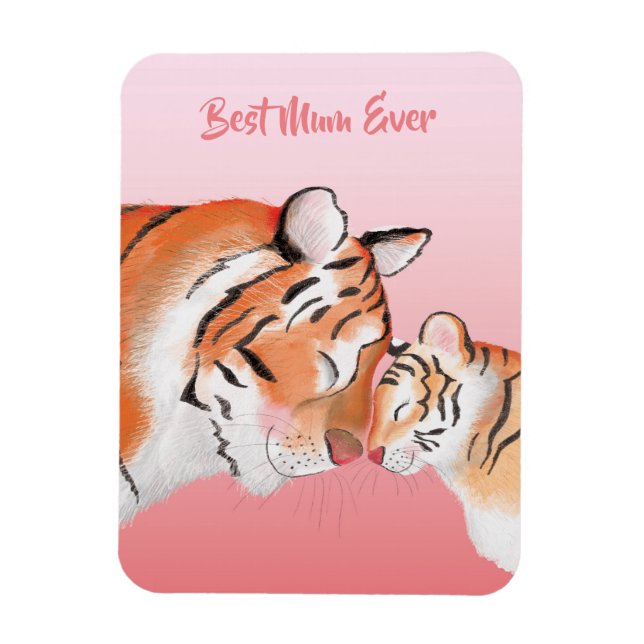 Cute mother and baby tiger magnet (Vertikal)