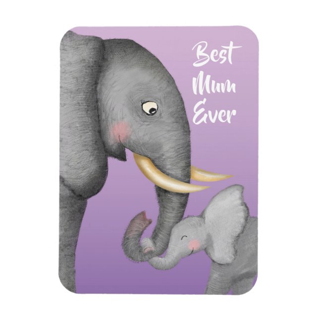 Cute mother & baby elephant magnet (Vertikal)